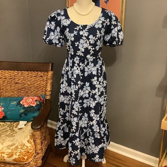 NWT ❤️ J. Crew Tiered Poplin Puff Sleeve MIDI Dress 👗 - Picture 1 of 7